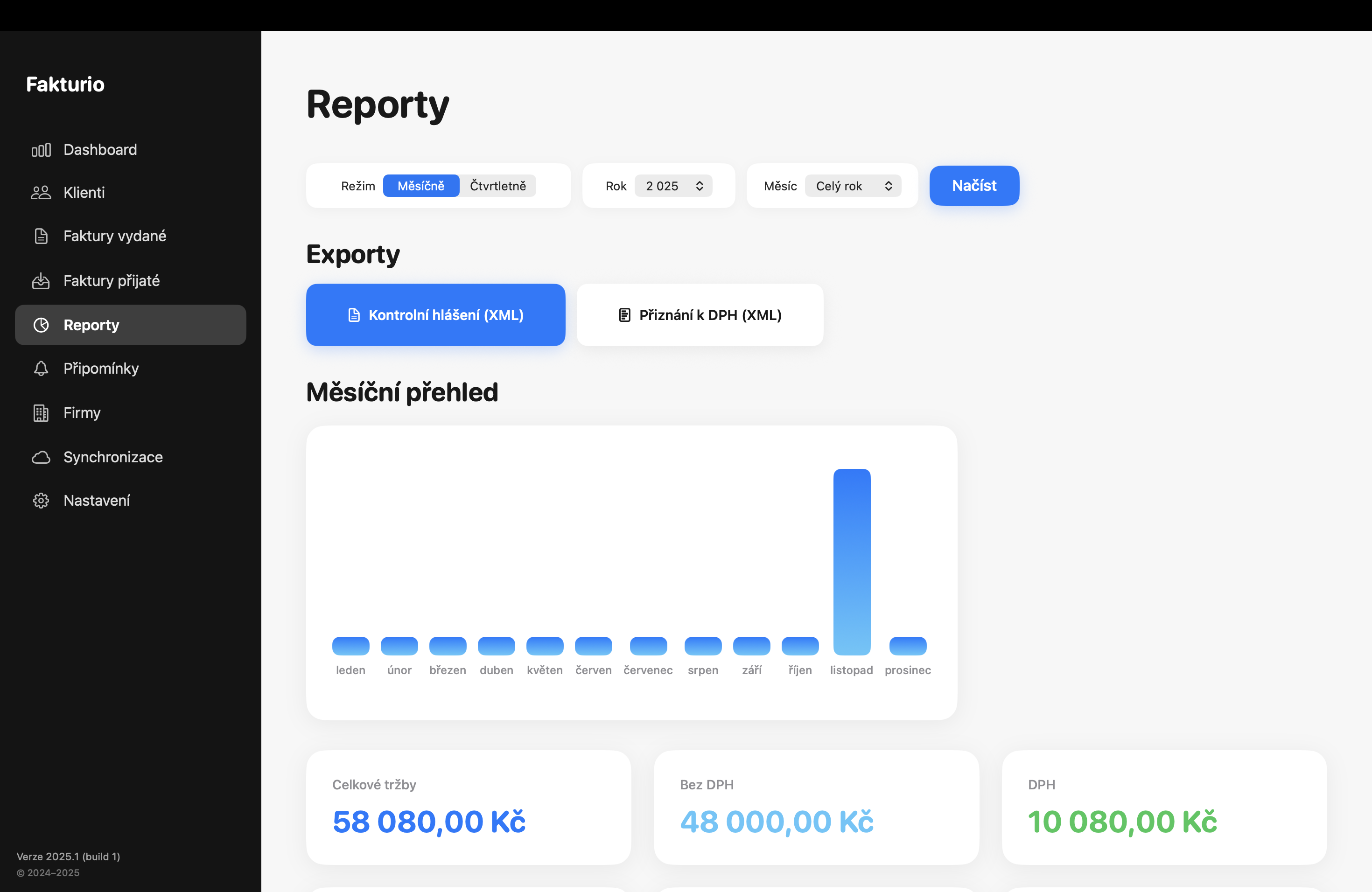 Fakturio – reporty, DPH a kontrolní hlášení
